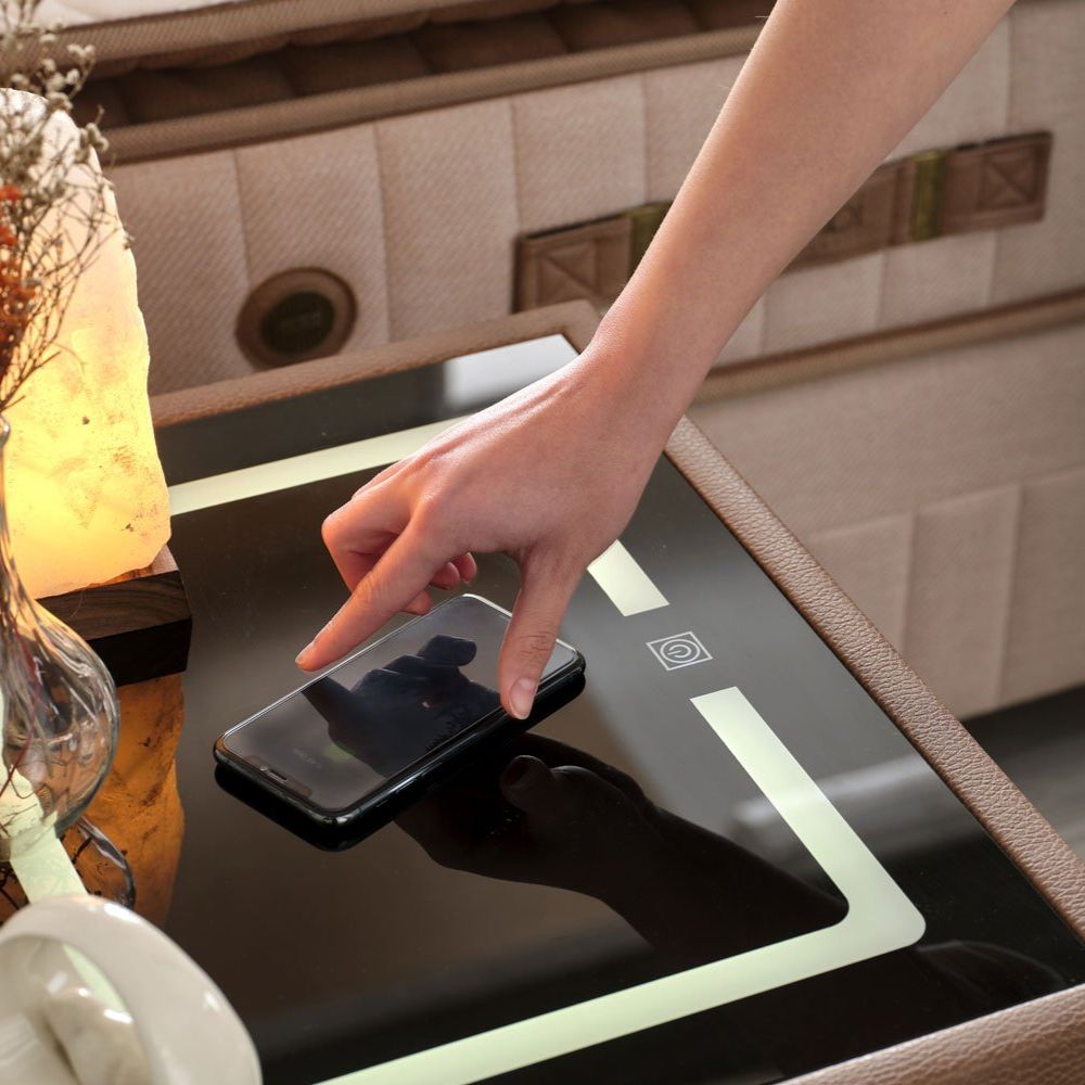 Table de chevet lumineuse avec charge sans fil et enceinte BIOSALT Bambi