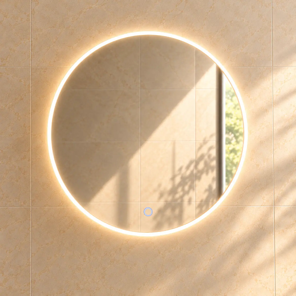 Miroir rond LED antibuée — éclairage allumé