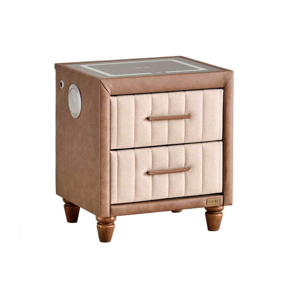 Table de chevet lumineuse avec charge sans fil et enceinte BIOSALT Bambi