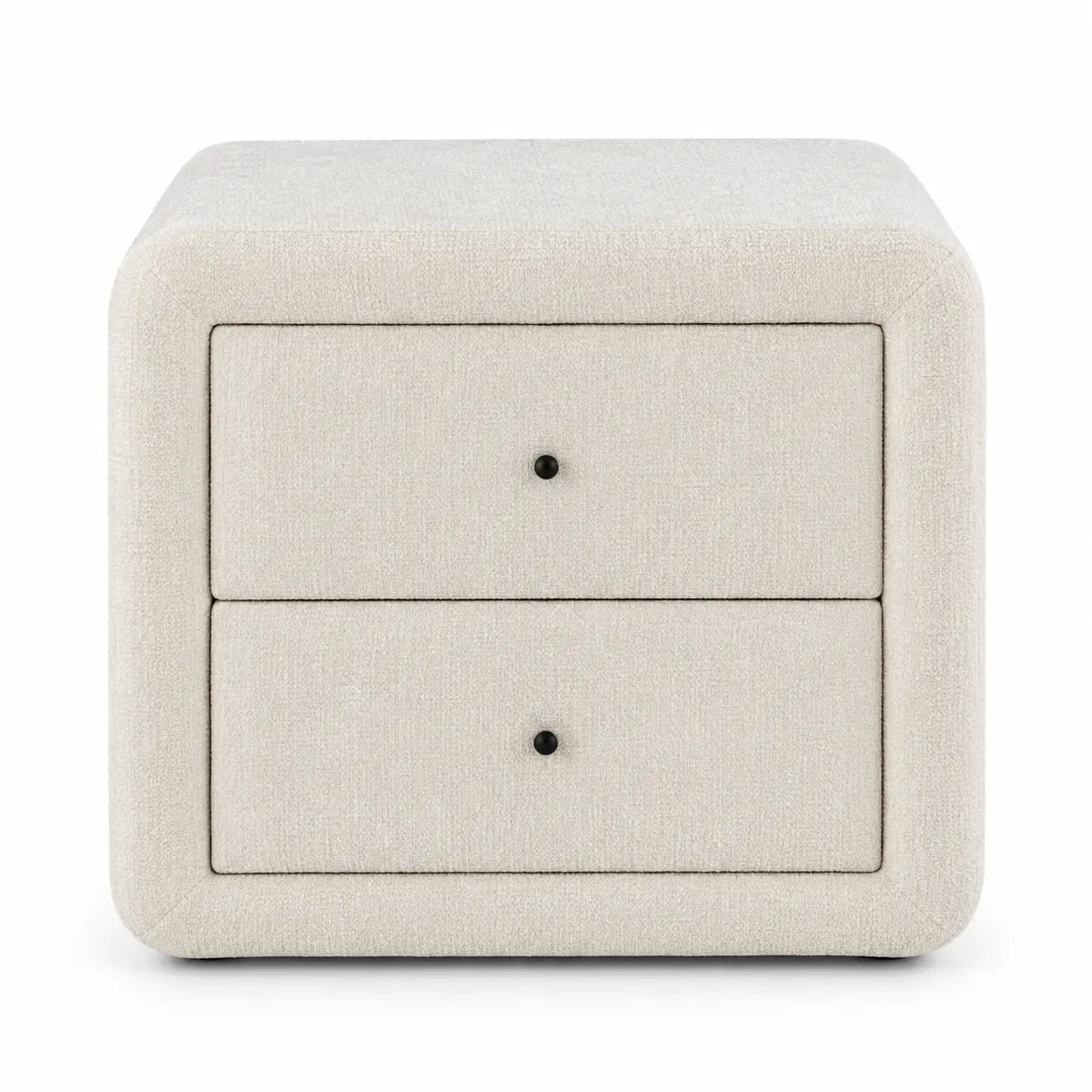 Table de chevet RIVOLI Pierre Cardin en tissu crème, vue de face