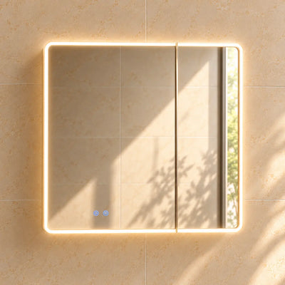 Miroir rectangulaire LED antibuée — éclairage allumé