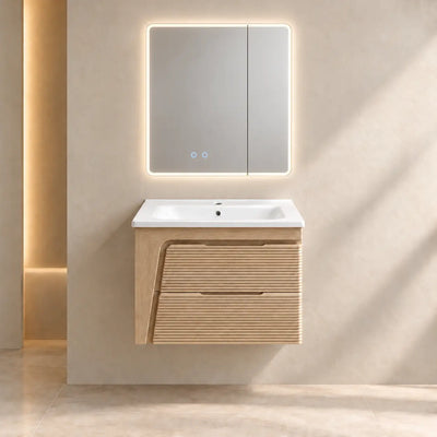 Pack ALIZE — meuble, vasque et miroir rectangulaire LED antibuée inclus