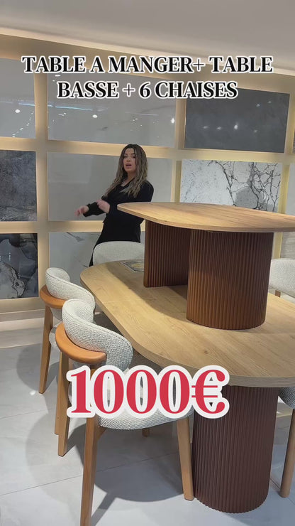 Table à Manger avec 6 Chaises et 1 Table Basse – Collection Élégance